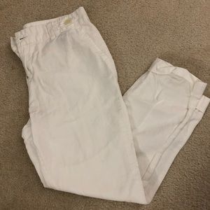 Linen white cropped pants